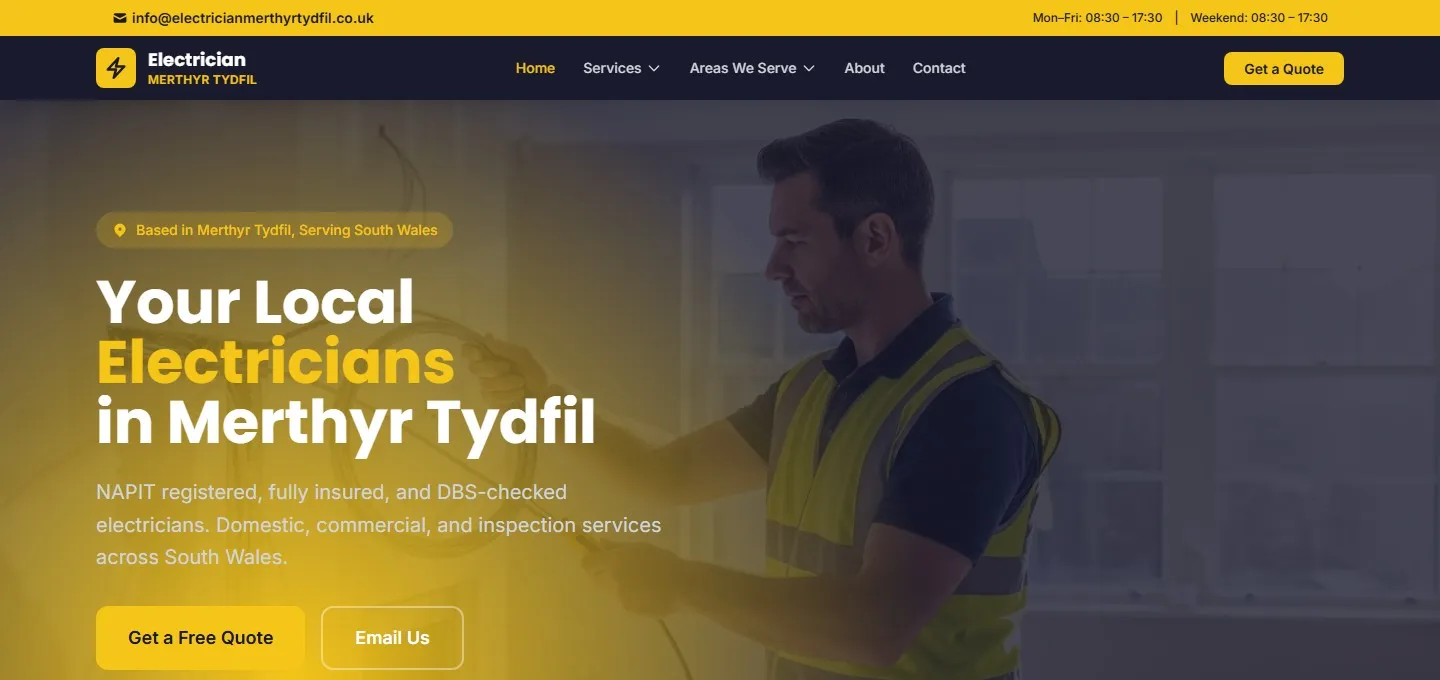 Electrician Merthyr Tydfil homepage