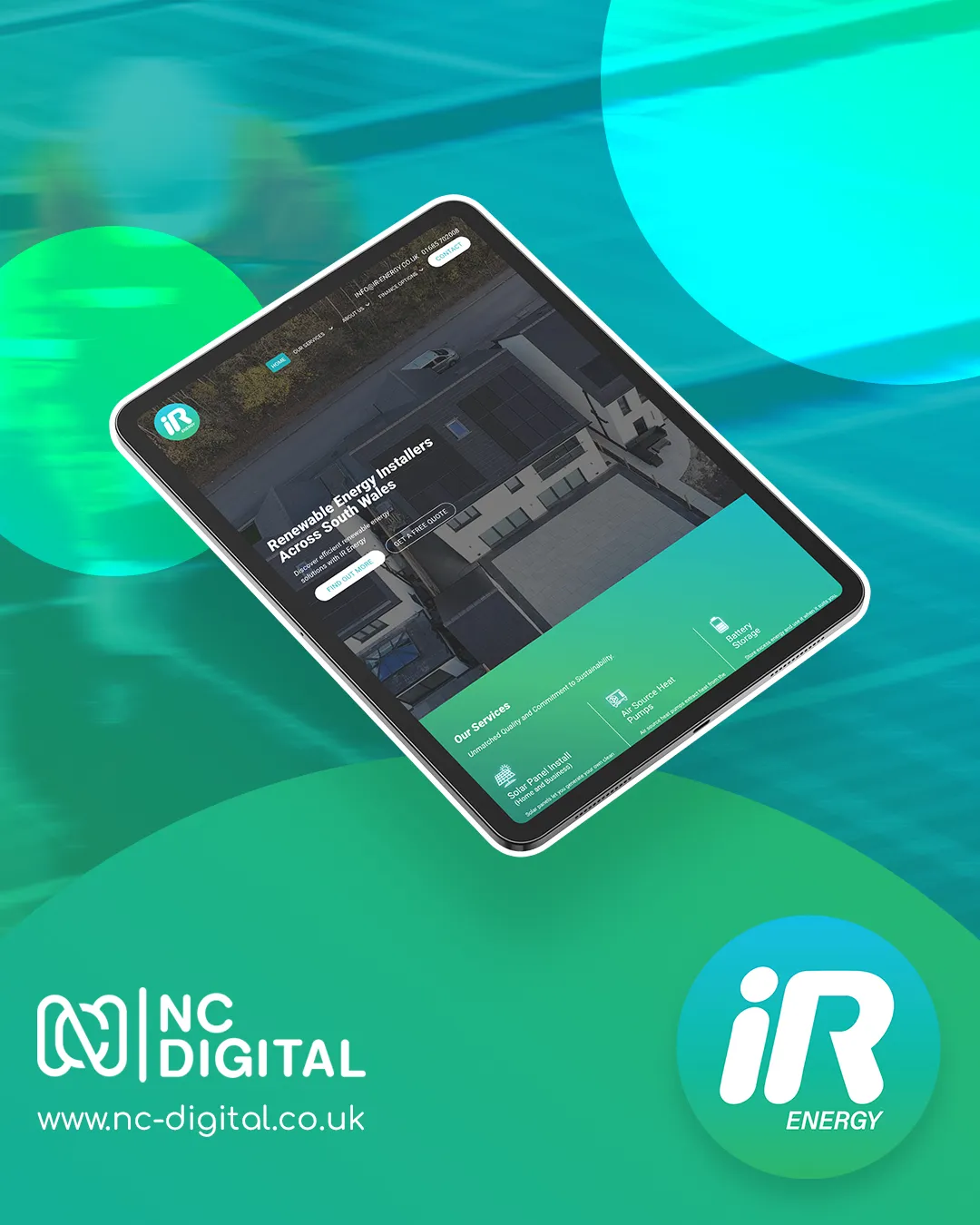 IR Energy website on a tablet