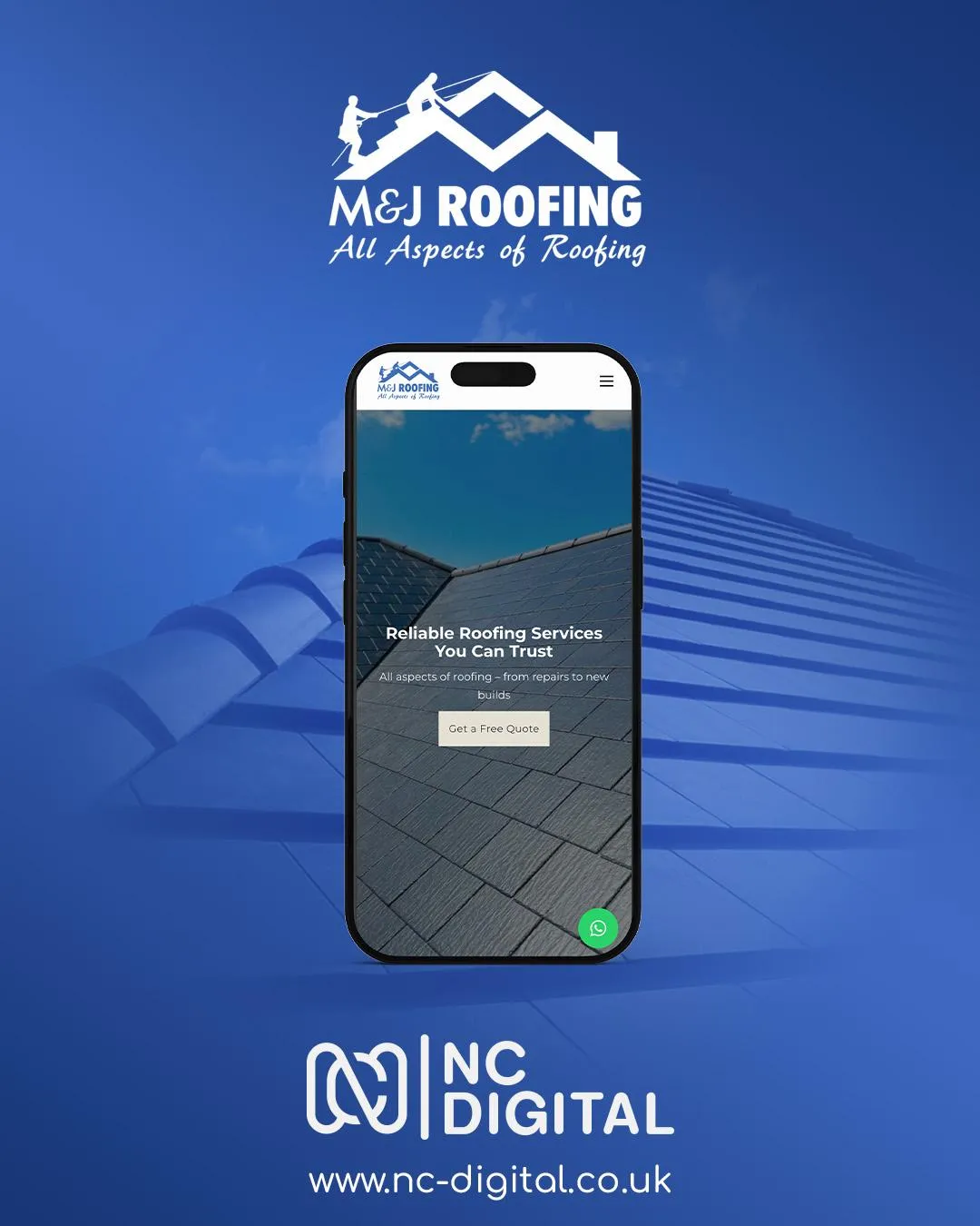 M&J Roofing website shown on devices