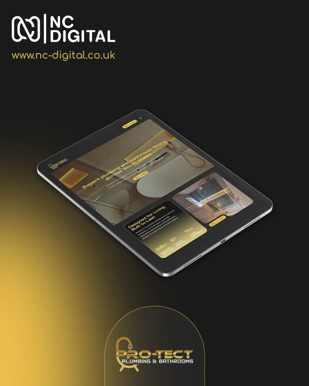 Pro-Tect Plumbing and Bathrooms website on a phone